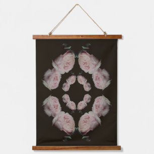 Pink Roses Pair Floral Abstract Vintage Hanging Tapestry