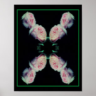 Pink Roses Pair Floral Art Abstract Poster