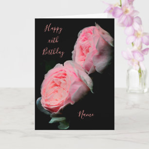 Pink Roses Pair Personalized Birthday Card
