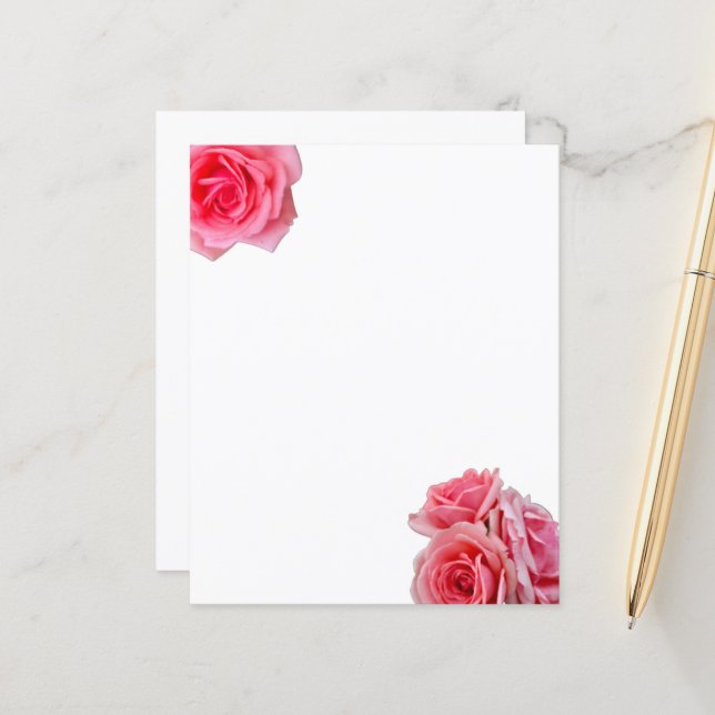 Pink roses Paper Sheet (Front/Back In Situ)