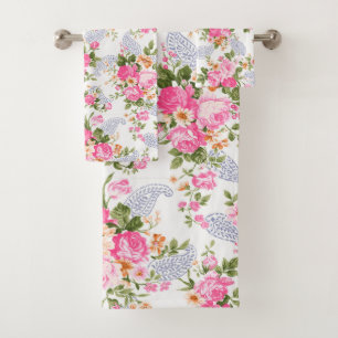 Pink Roses Pattern  Bath Towel Set