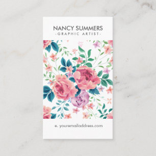 Pink roses pattern business card