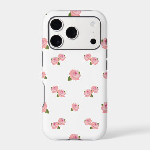 Pink Roses Pattern on White