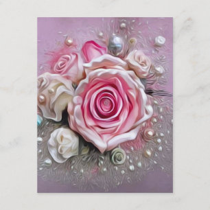 Pink Roses & Pearls Enclosure Card