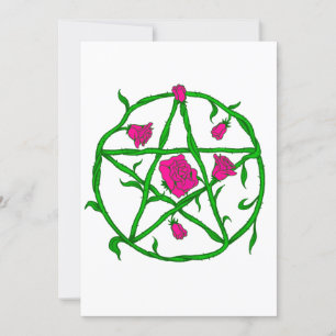 pink roses pentagram invitation