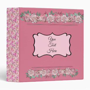 Pink Roses Personalized Binder