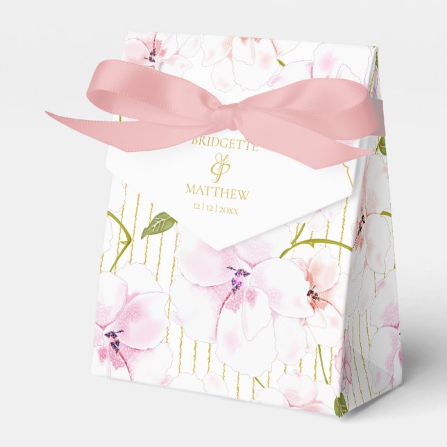 Pink Roses Personalized  Favor Box (Front Side)