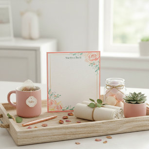 Pink roses personalized notepad
