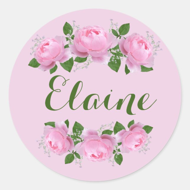 Pink Roses Personalized Sticker   (Front)