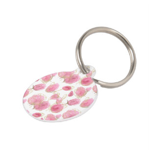 Pink roses pet tag