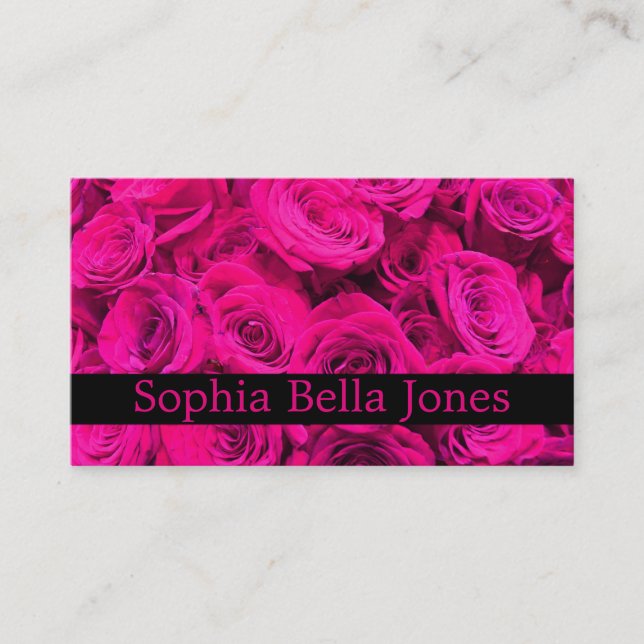Pink Roses pink flowers pink floral Business Card (Front)