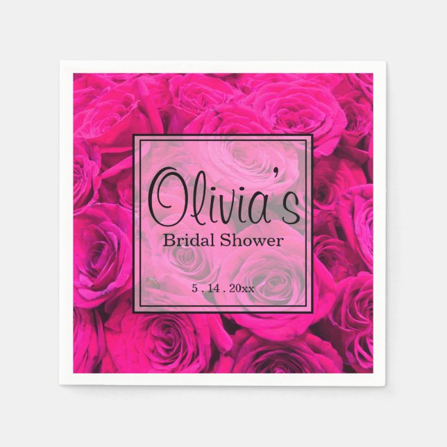 Pink Roses pink flowers pink floral Napkin (Front)
