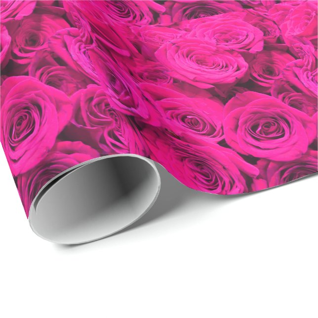 Pink Roses pink flowers pink floral Wrapping Paper (Roll Corner)