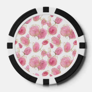 Pink roses poker chips