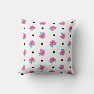 Pink Roses & Polka Dots – Whimsy Home Patterned Throw Pillow