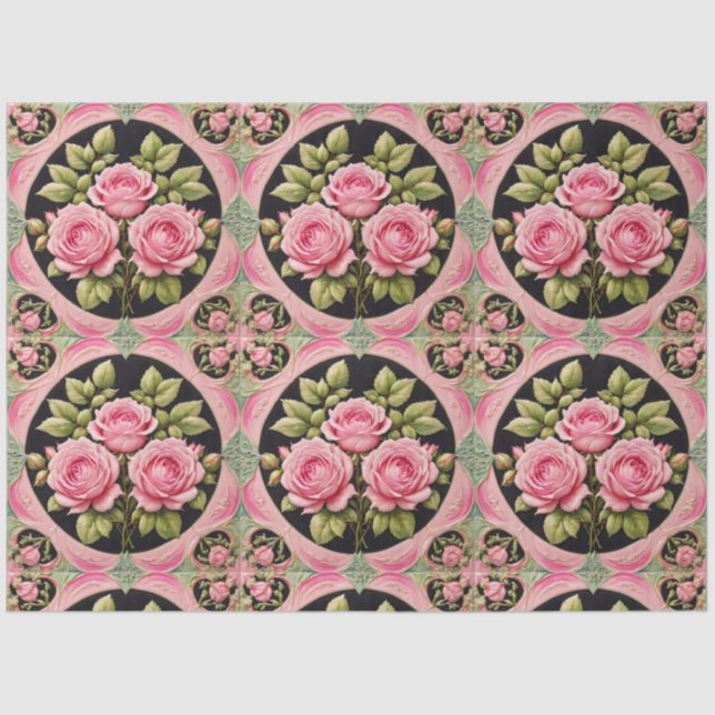 Pink Roses Popular Beautiful Collection Tissue Paper (Front)