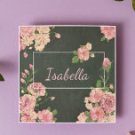 Pink Roses Print, personalized name Tile<br><div class="desc">Perfect for a girl,  baby room,  shower or party.  Easy to customize.</div>
