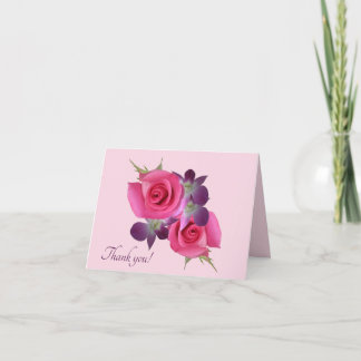 Pink Roses Purple Orchids Thank You Note Card