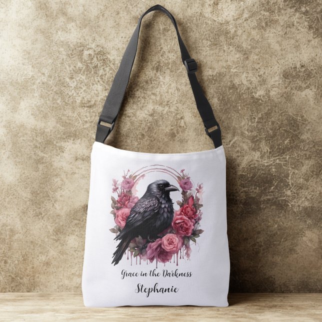 Pink Roses Raven Crossbody Bag (Pink roses raven cross body bag)