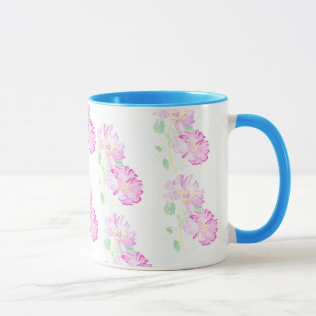 Pink Roses Ringer Mug (Right)