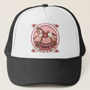 Pink Roses Rocking Horse Trucker Hat