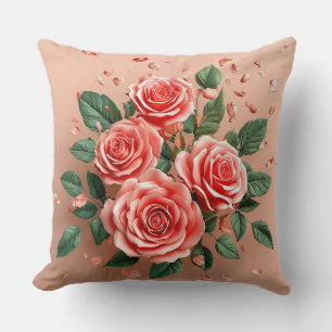 🌹 Pink Roses Room Decor Accent Gift 🌹 Throw Pillow