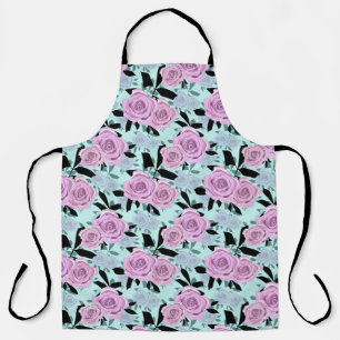  pink roses, roses , turquoise background  apron