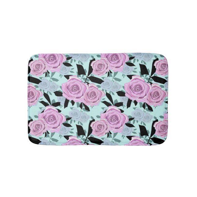 pink roses, roses , turquoise background  bath mat (Front)