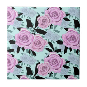  pink roses, roses , turquoise background   tile
