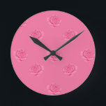 Pink roses round clock<br><div class="desc">Doesn´t these pink roses look lovables?</div>