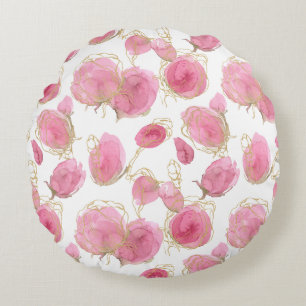 Pink roses round pillow