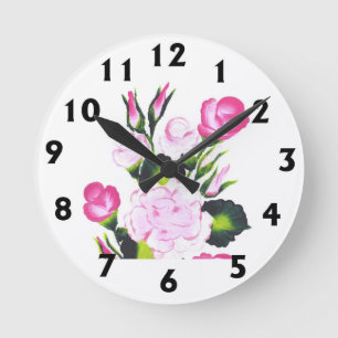 Pink Roses Round Wall Clock