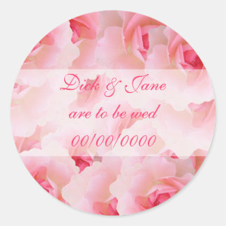 Pink Roses Save the Date Classic Round Sticker