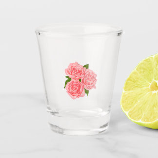 Pink roses shot glass
