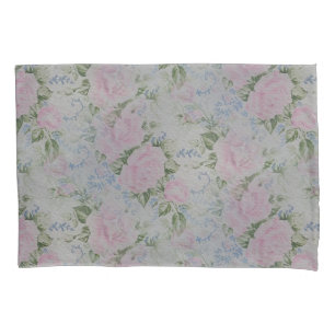 Pink Roses Silver Vintage Pillowcase