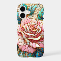 Pink Roses Stained Glass Mosaic