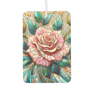 Pink Roses Stained Glass Mosaic Air Freshener