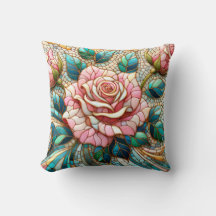 Pink Roses Stained Glass Mosaic
