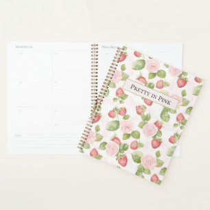 Pink Roses Strawberries Personalized Planner