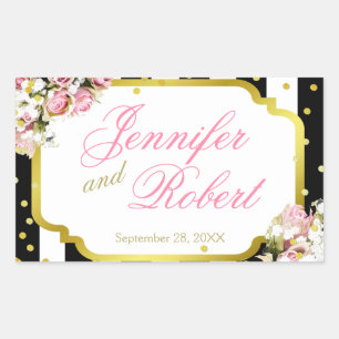 Pink Roses, Stripes and Confetti Sticker