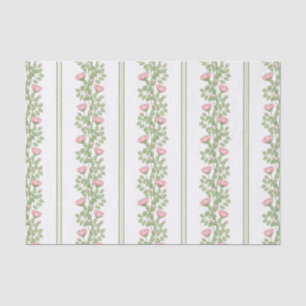Pink Roses & Stripes on White Tissue Paper