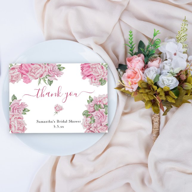 Pink roses - thank you bridal shower card (Creator Uploaded)