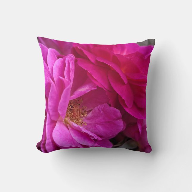 Pink Roses Throw Pillow (Front)