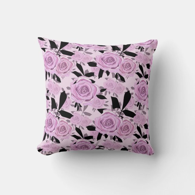  Pink roses Throw Pillow (Front)
