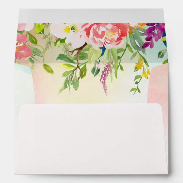 Pink Roses Tie Dye Floral Envelope (Back (Bottom))