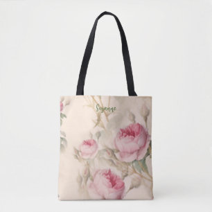 Pink Roses Tote Bag Custom Mom Gift