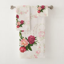 Pink Roses Towel Set