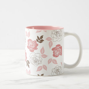 Pink Roses Two-Tone Coffee Mug