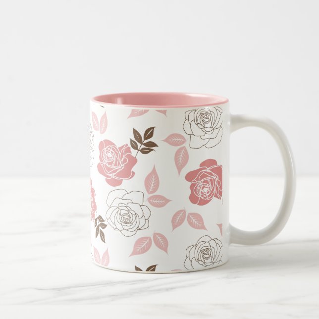 Pink Roses Two-Tone Coffee Mug (Right)