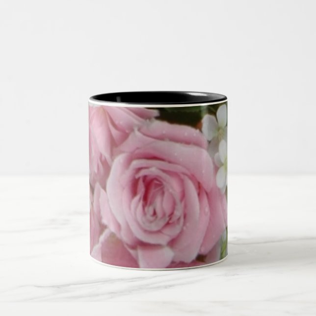Pink Roses Two-Tone Coffee Mug (Center)